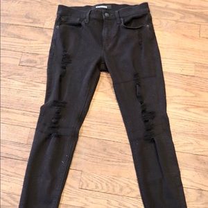 Express Mid Rise Black Ripped Jean Leggings